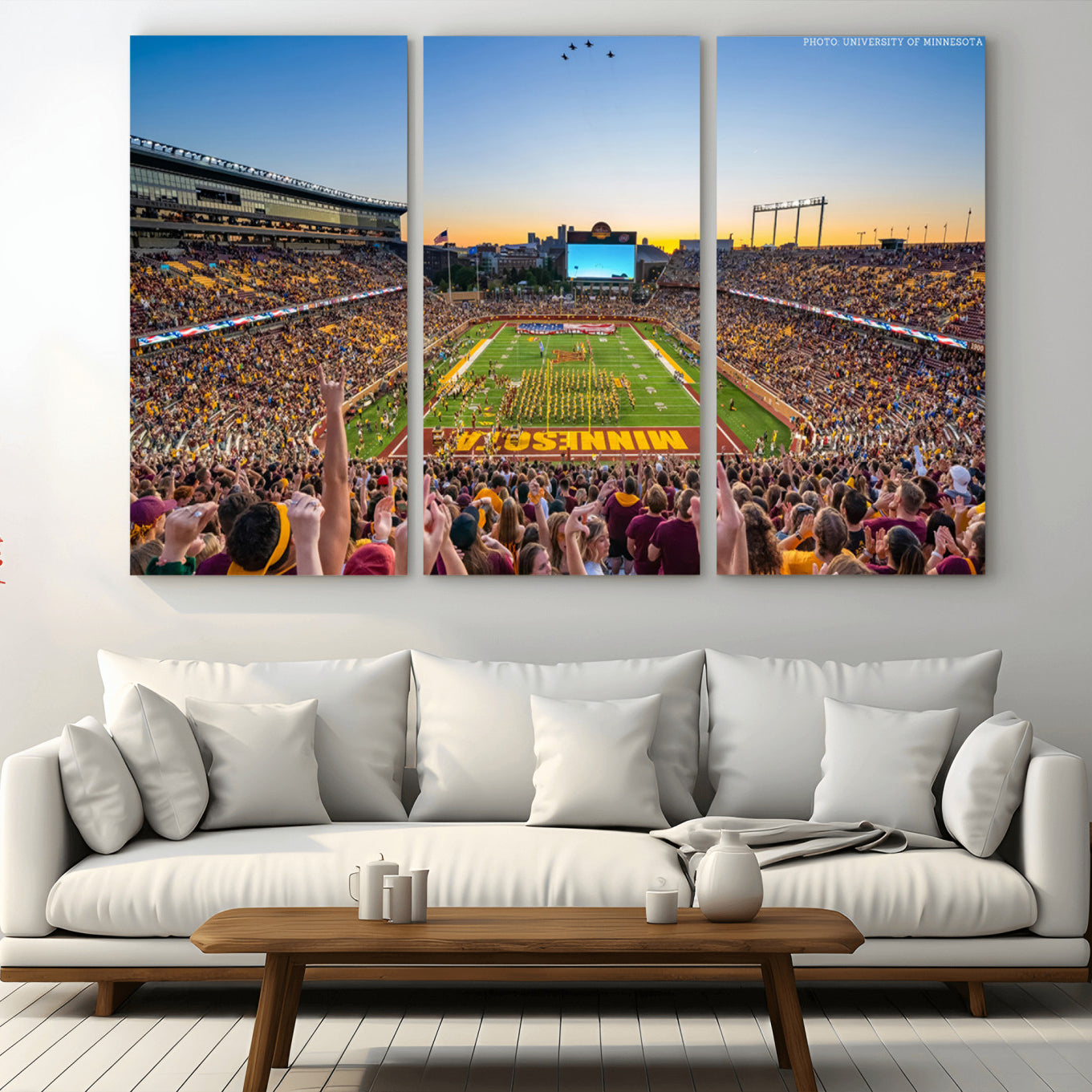 63452-MGV-CV-36X24-University of Minnesota Golden Gophers Football Team Print - Minneapolis Huntington Bank Stadium