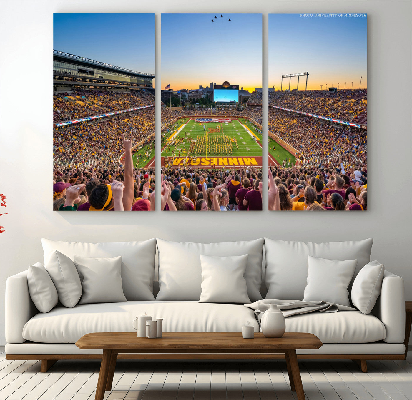 63452-MGV-CV-36X24-University of Minnesota Golden Gophers Football Team Print - Minneapolis Huntington Bank Stadium