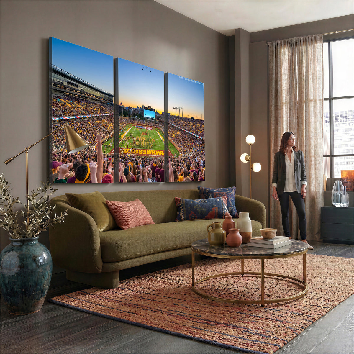 63452-PAN-FL-20X10 - University of Minnesota Golden Gophers Football Team Print - Minneapolis Huntington Bank Stadium