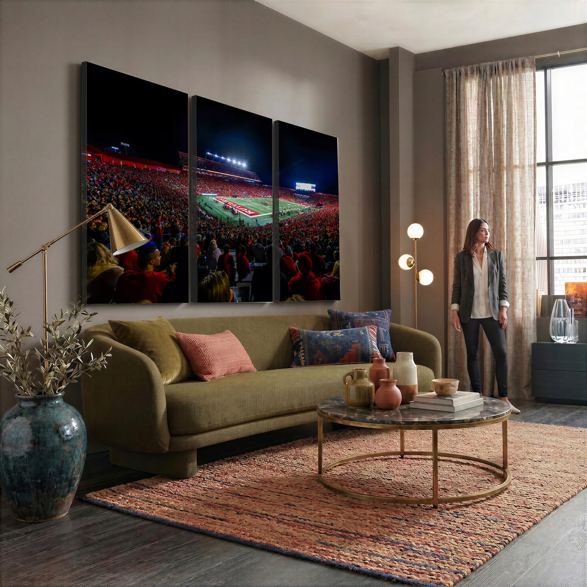 18115-PAN-FL-20X10 - Rutgers Scarlet Knights Football Team Print - SHI Stadium, Piscataway Wall Art Canvas Print