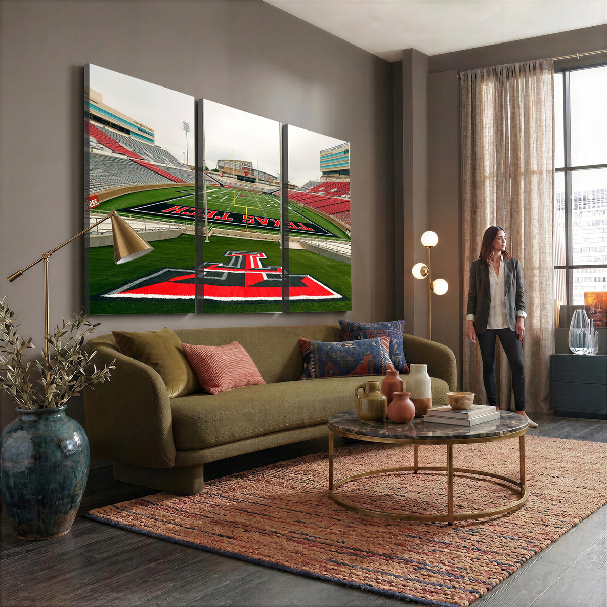 43169-PAN-FL-20X10 - Texas Tech Red Raiders Football Team Print - Lubbock Jones AT&T Stadium Wall Art Canvas Print
