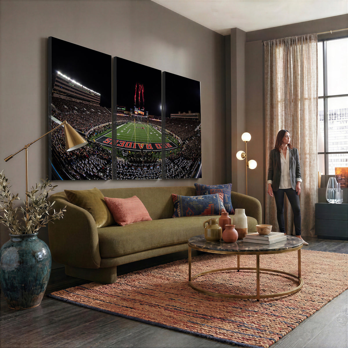 83122-PAN-FL-20X10 - Framed Texas Tech Red Raiders Stadium Canvas, Texas Tech Red Raiders Football Team Print - Lubbock