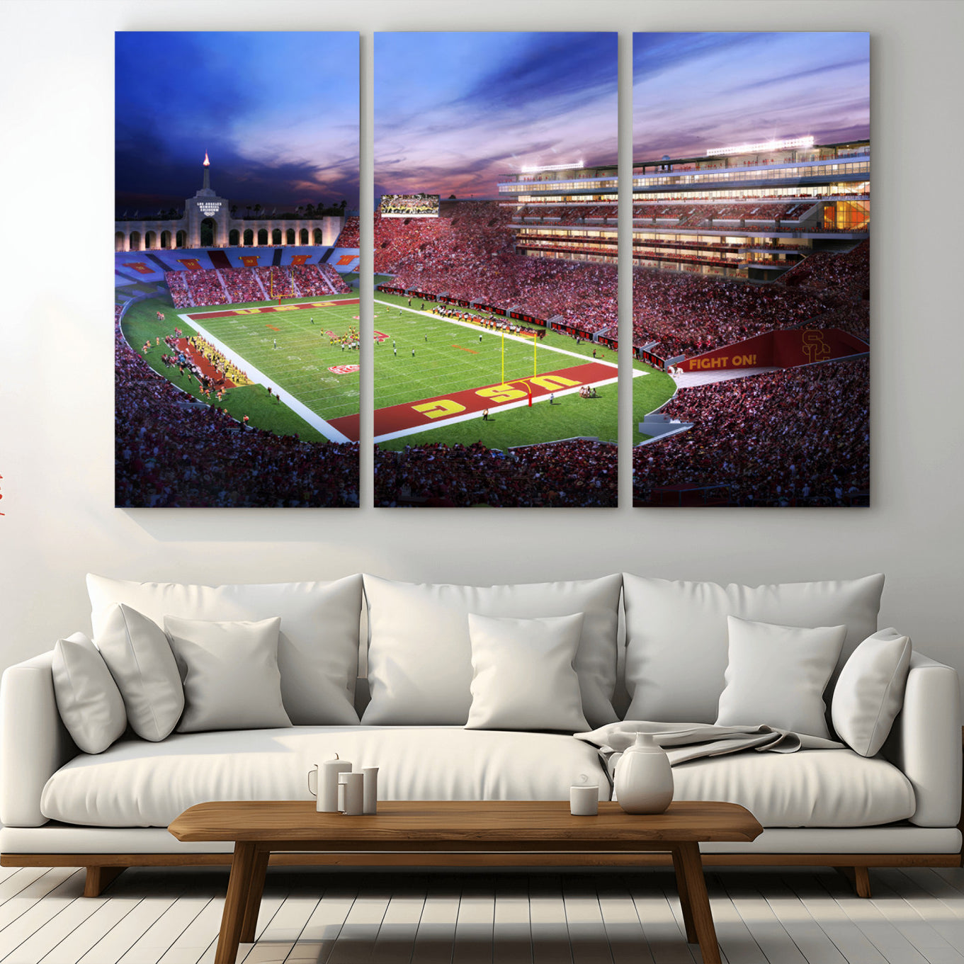 -The University of Southern California USC Trojans Football Team Print - Los Angeles Memorial