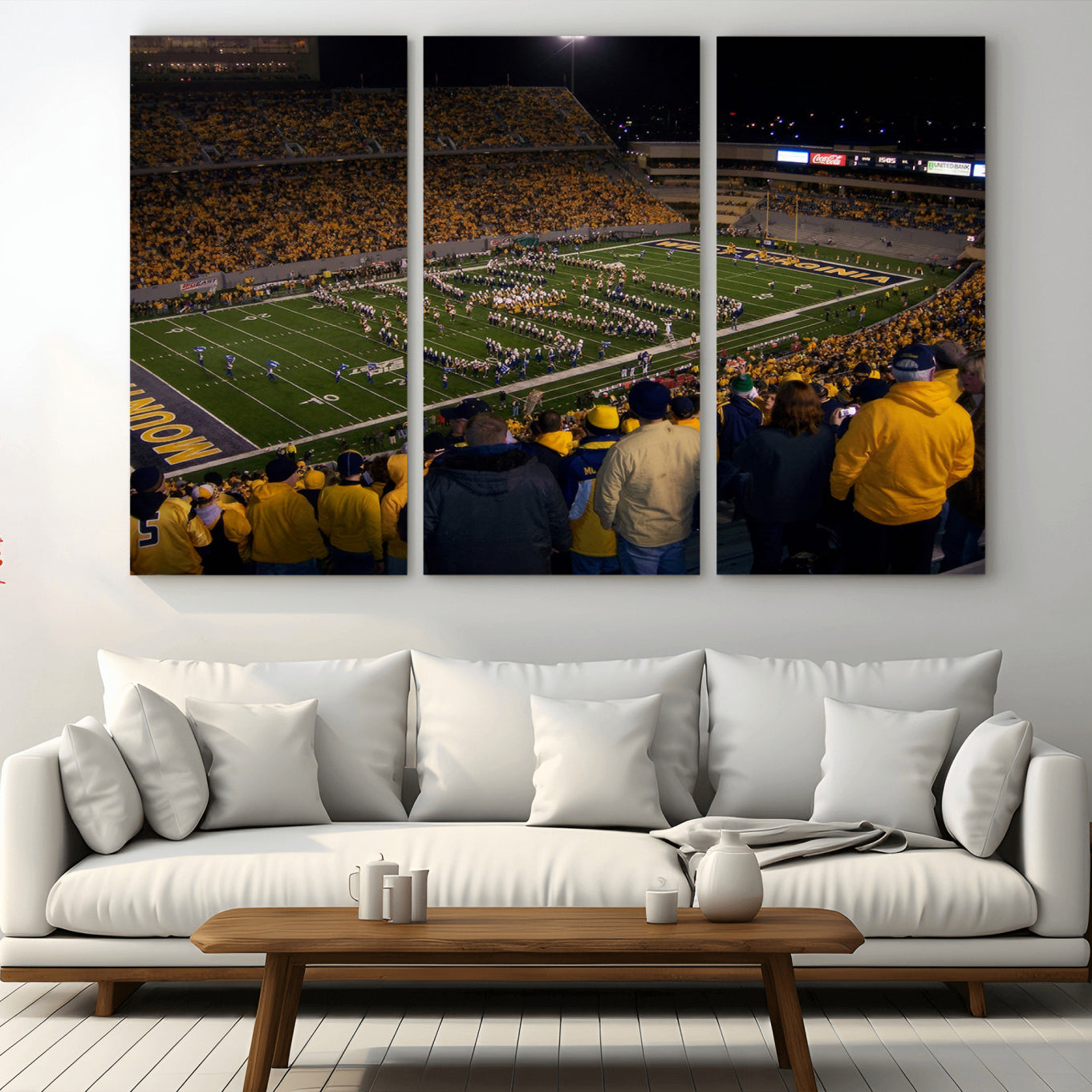 -West Virginia Uni Mountaineers Football Team Print - Milan Puskar Stadium Canvas Print Wall Art,