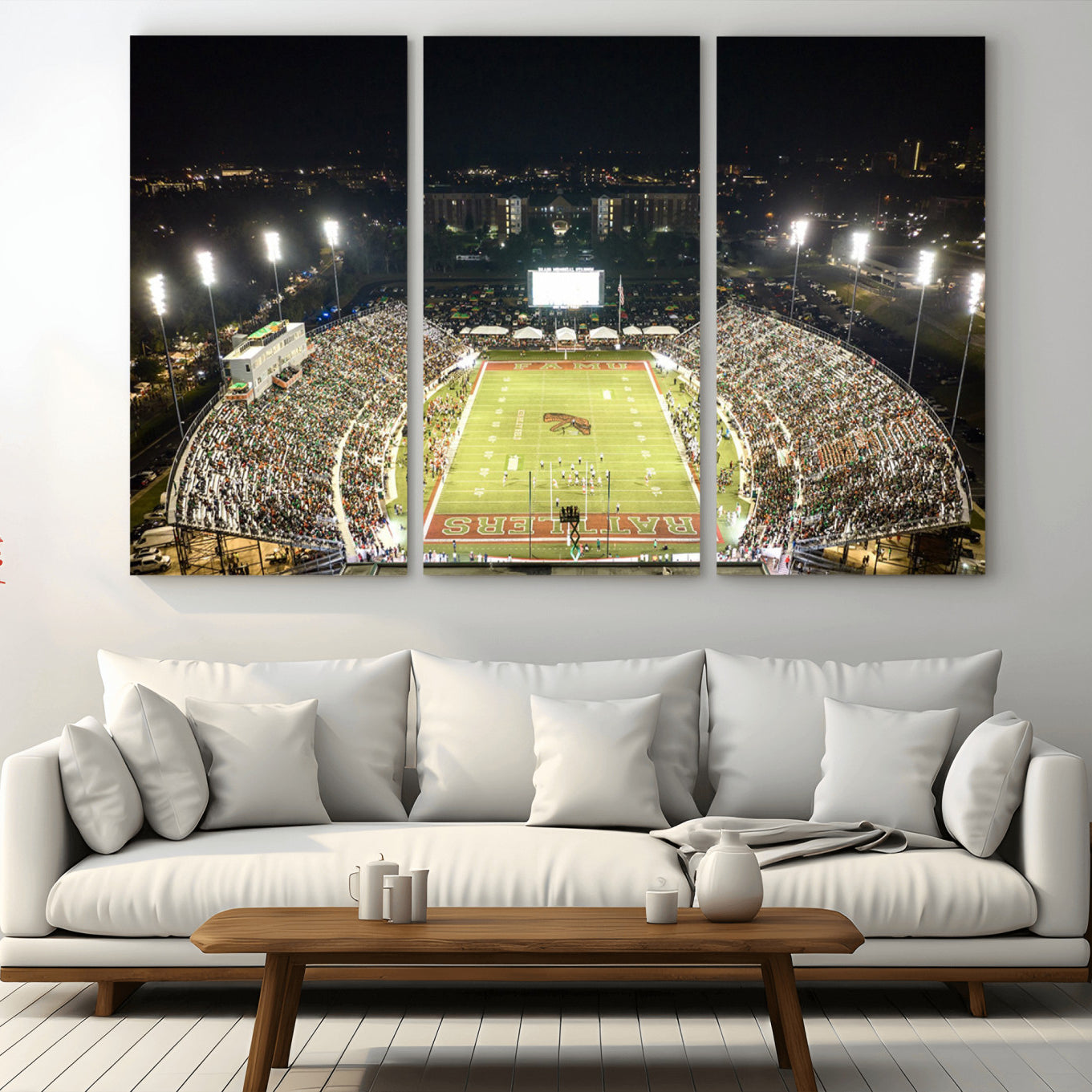 -Florida A&M Rattlers Football Team Print - Tallahassee Bragg Memorial Stadium Wall Art Canvas Print