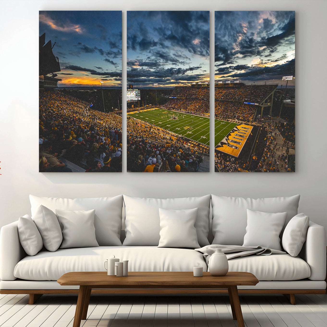 61020-MGV-CV-36X24-University of Wyoming Cowboys Football Team Print - Laramie War Memorial Stadium Wall Art Canvas