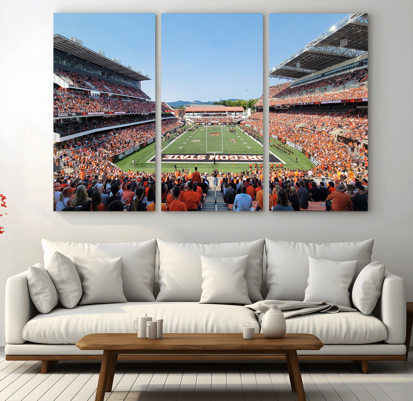 35211-MGV-CV-36X24-Oregon State Beavers Football Team Print - Corvallis Reser Stadium Wall Art Canvas Print