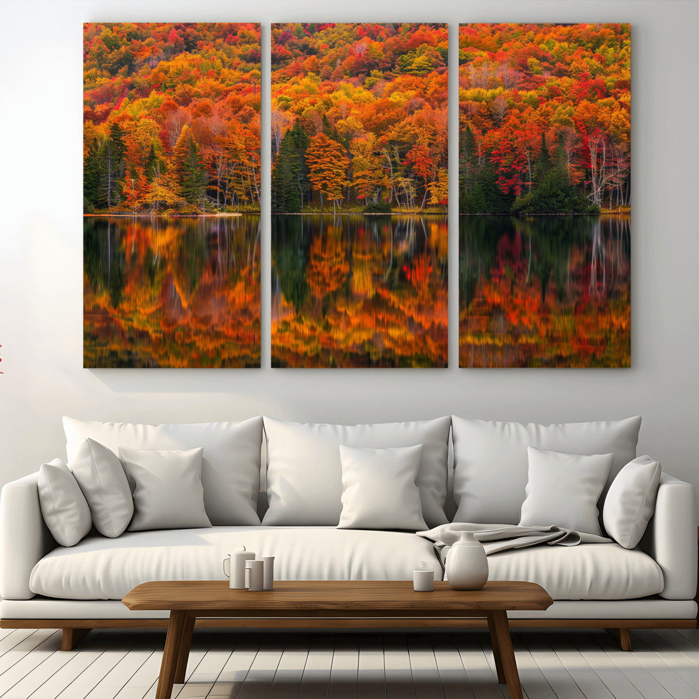 -Fall Foliage Wall Art - Autumn Reflection Canvas Print, Stunning Fall Foliage Wall Art, Serene Lake