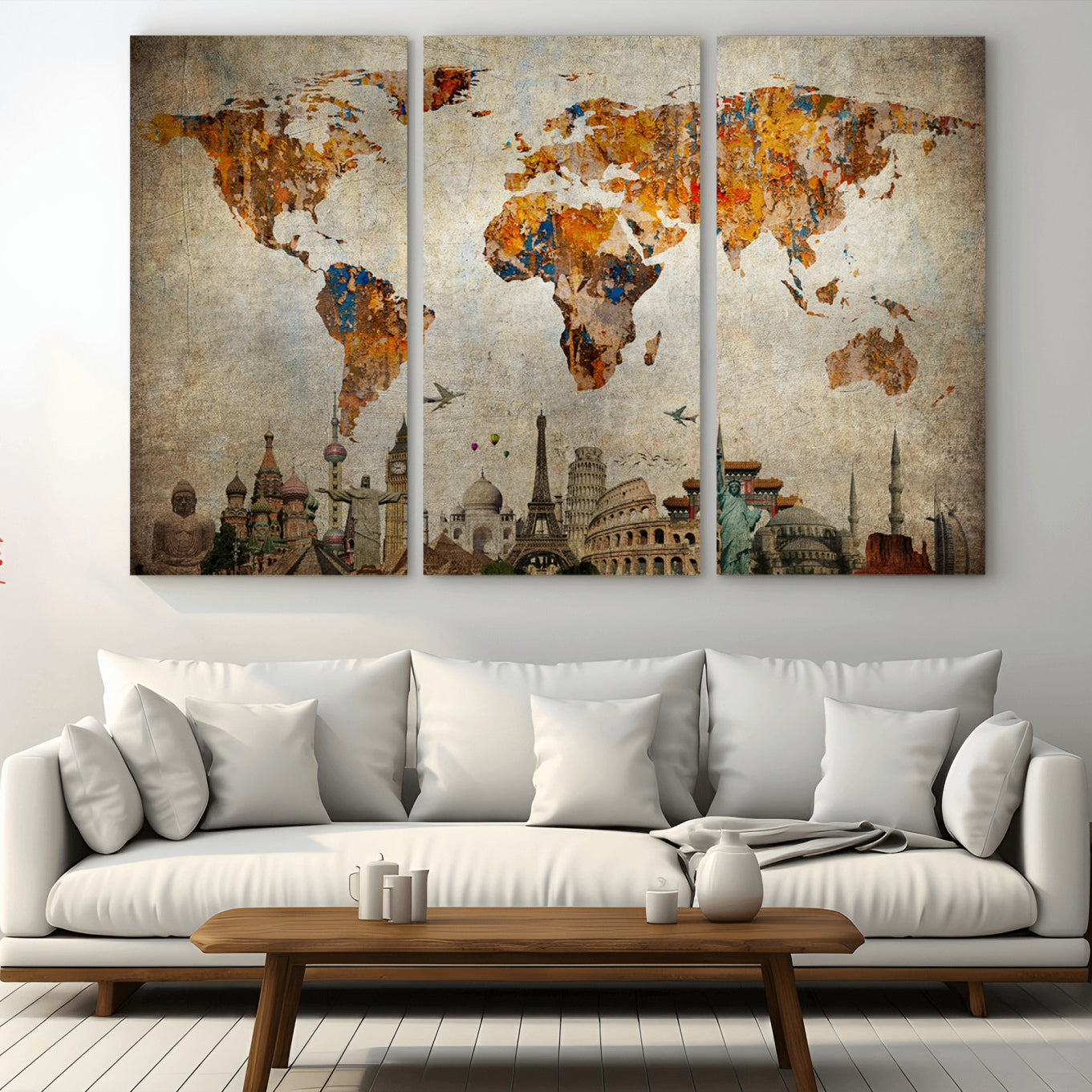 54918-MGV-CV-36X24-Push Pin World Map Canvas Print – Travel Tracker Wall Art for Couples, Perfect Anniversary Gift for Home or Office Decor