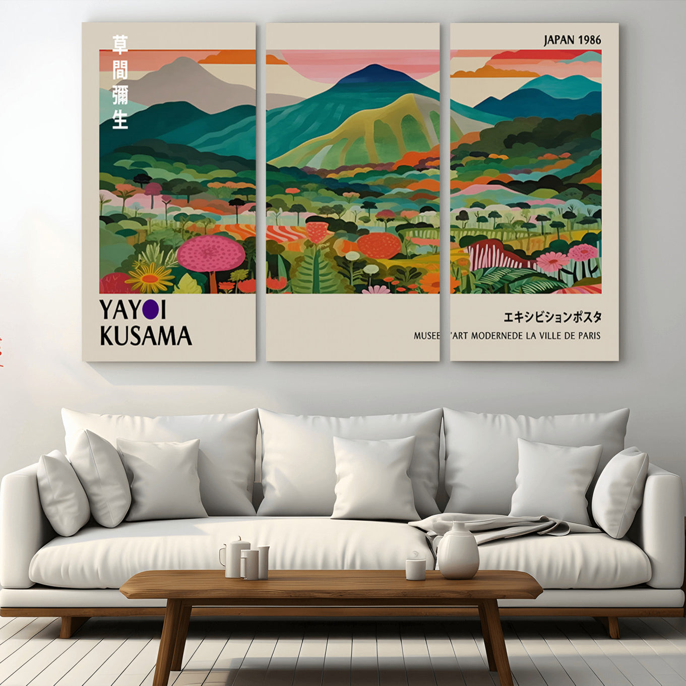 83384-MGV-CV-36X24-Yayoi Kusama Japan 1986 Canvas – Wabi Sabi Japanese Vibrant Abstract Wall Art Contemporary Canvas for Home, Office