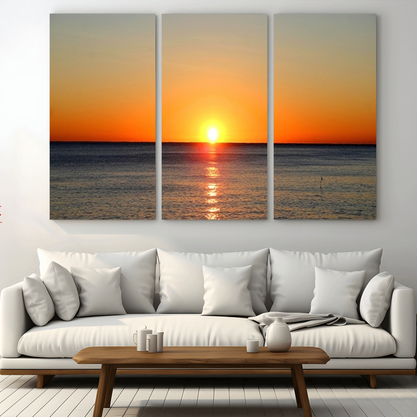 54676-MGV-CV-36X24-Golden Horizon Sunset Over Ocean Wall Art Canvas Print – Tropical Beach Canvas Wall Art – Giclee