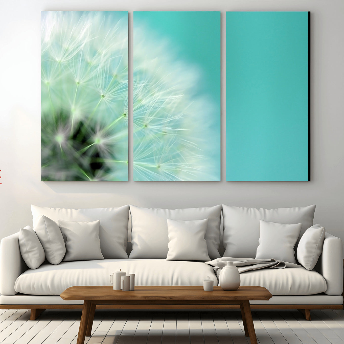 -DANDELION Flower Wall Art Canvas Print, Canvas Dandelion Floral Wall Art
