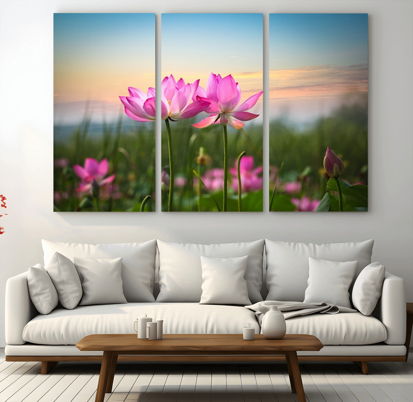 64234-MGV-CV-36X24-Pink Flower on the Mountain Canvas Print, Framed Pink Flower Canvas Wall Art