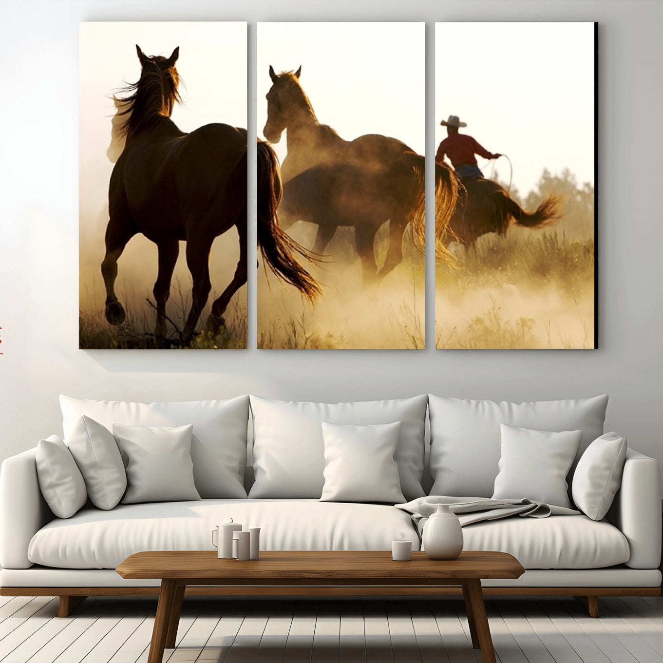 -Horses and Cowboys Wall Art Canvas Print