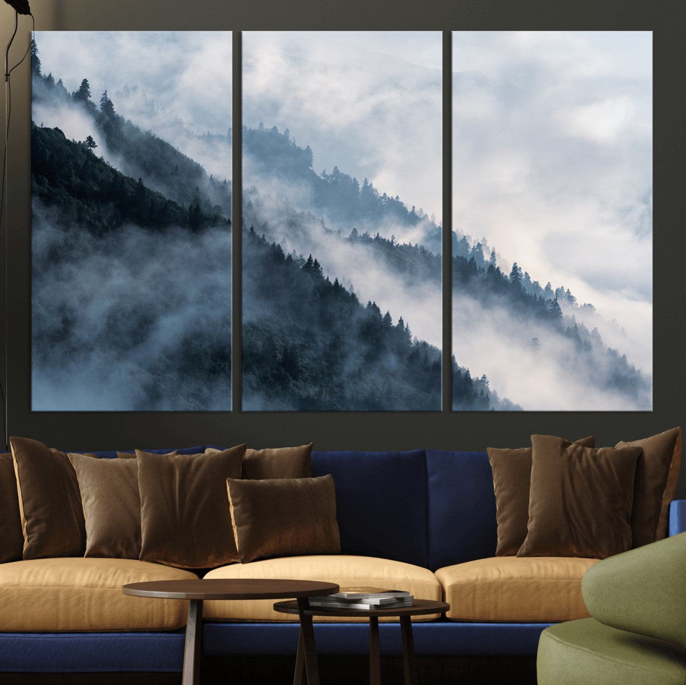 85737-MGV-CV-36X24-Foggy Forest Wall Art Canvas Print – Misty Mountain Landscape Decor – Ready to Hang Nature-Inspired