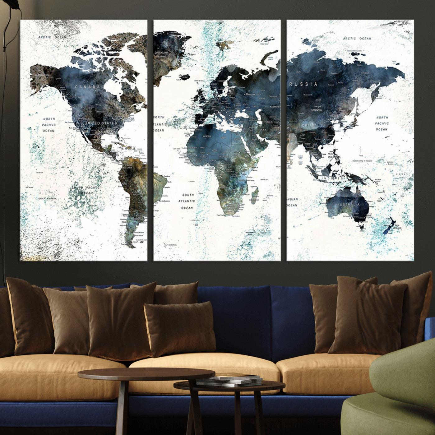 75398-MGV-CV-36X24-Push Pin World Map Canvas Print – Travel Tracker Wall Art for Couples, Perfect Anniversary Gift for Home or Office Decor