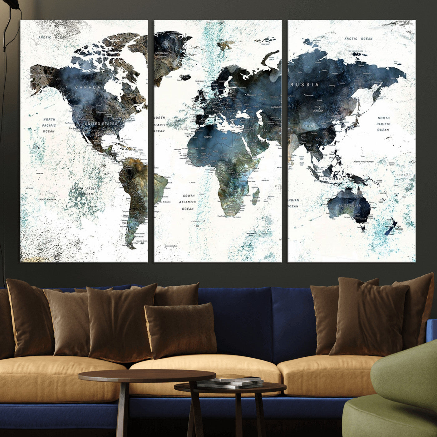 75398-MGV-CV-36X24-Push Pin World Map Canvas Print – Travel Tracker Wall Art for Couples, Perfect Anniversary Gift for Home or Office Decor