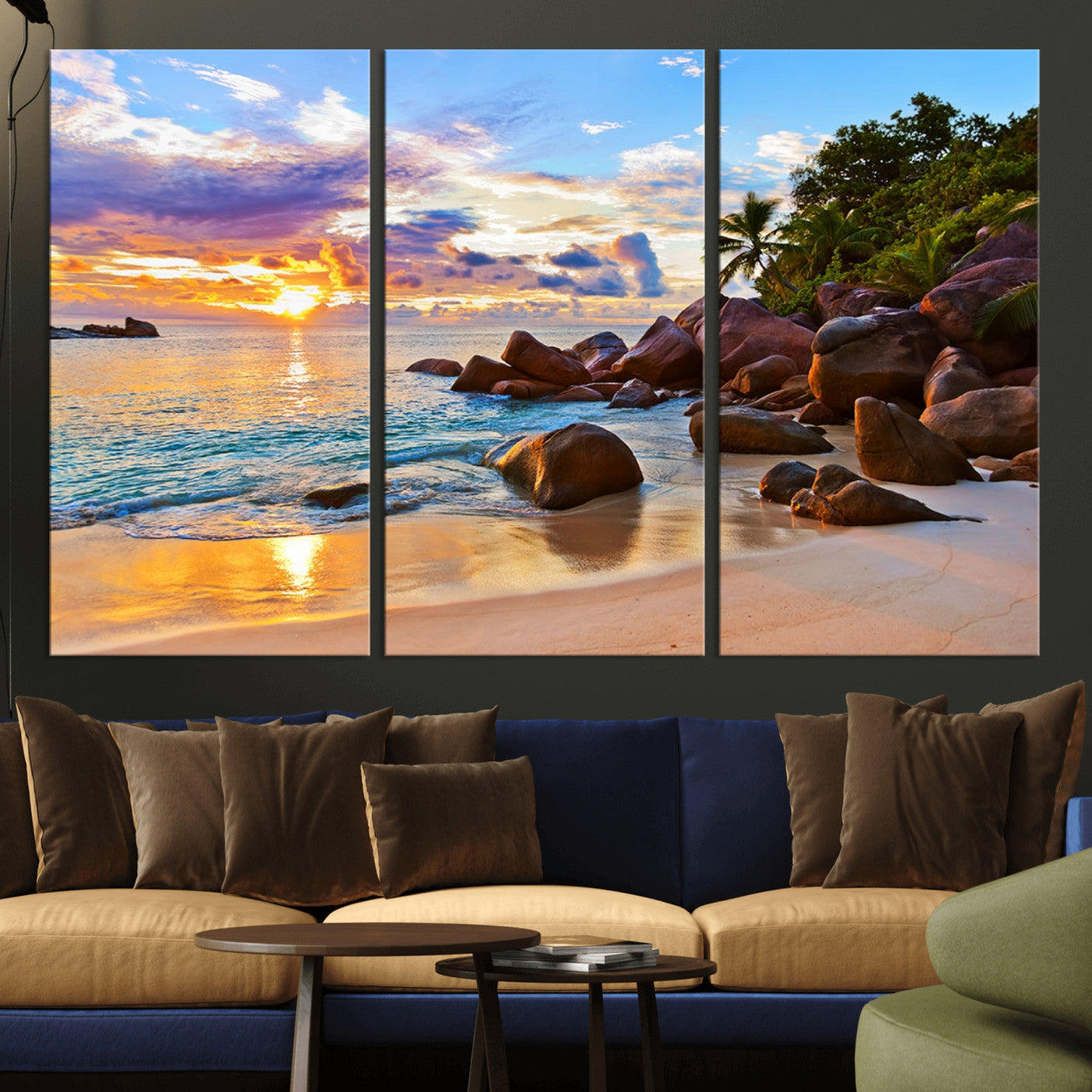 -Tropical Island Beach Sunset Canvas Print