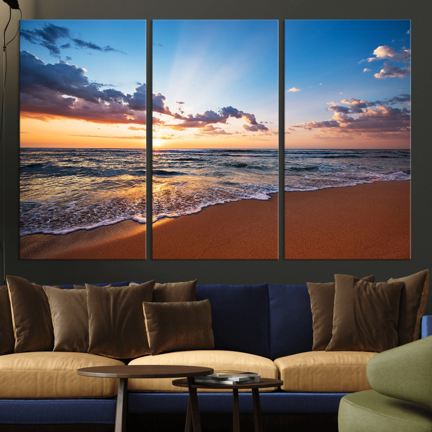 -Serene Ocean Sunset Canvas Print, Golden Hour Beach Wall Art, Giclee Canvas with Gallery Wrap and