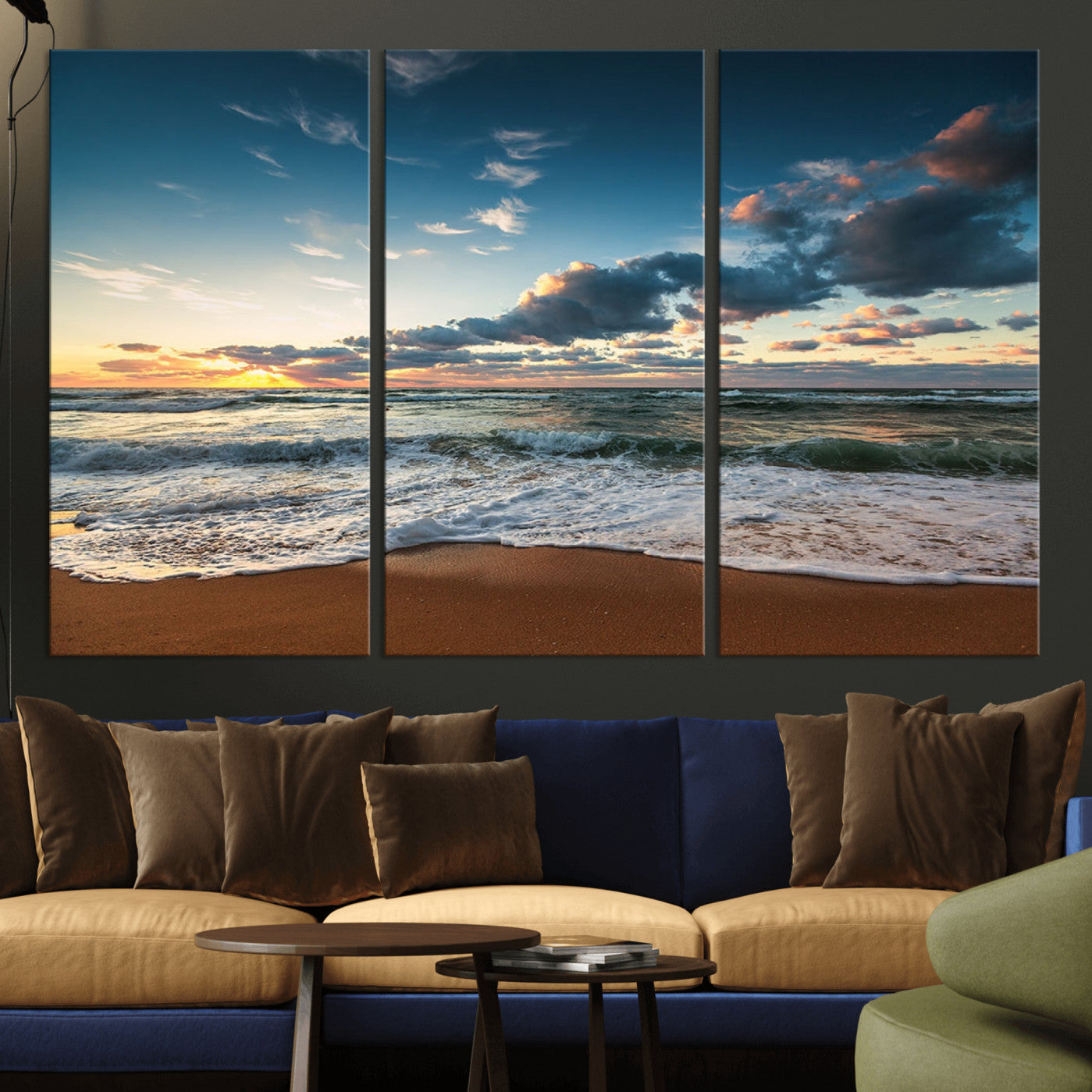 -Ocean Beach Wall Art Canvas Print Sunset Artwork Print Coastal Wall Art