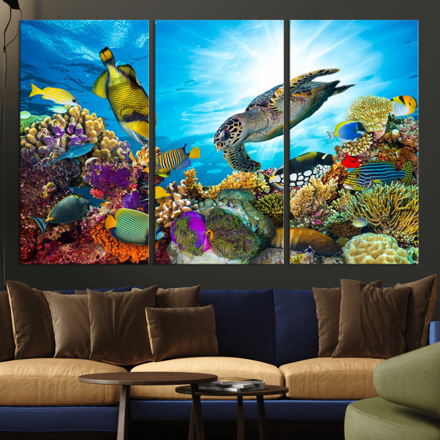 15252-MGV-CV-36X24-Aquatic Life Sea Turtles Fish Wall Art Canvas Print