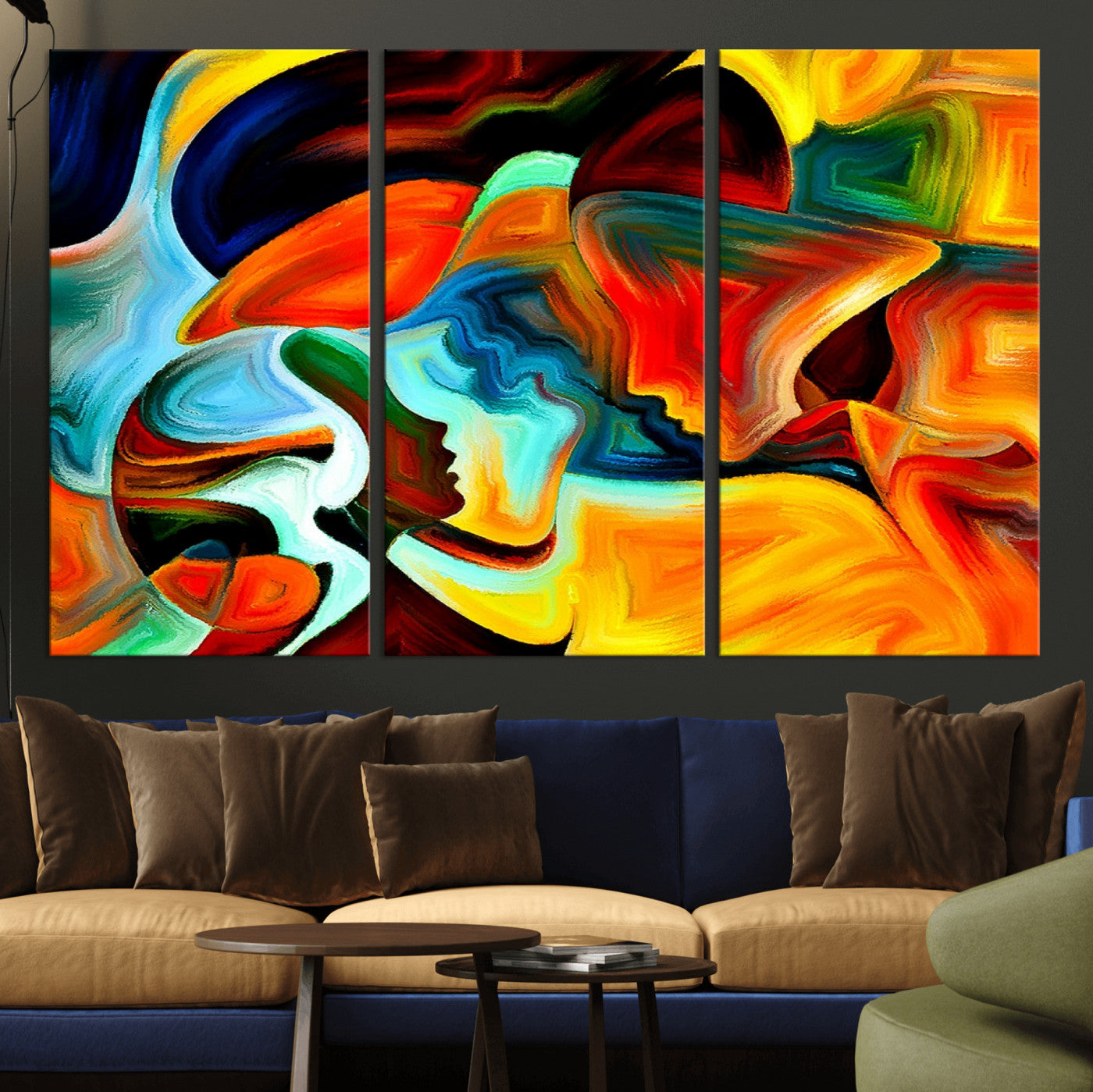 70242-MGV-CV-36X24-Human Love Figures Abstract Wall Art Canvas Print
