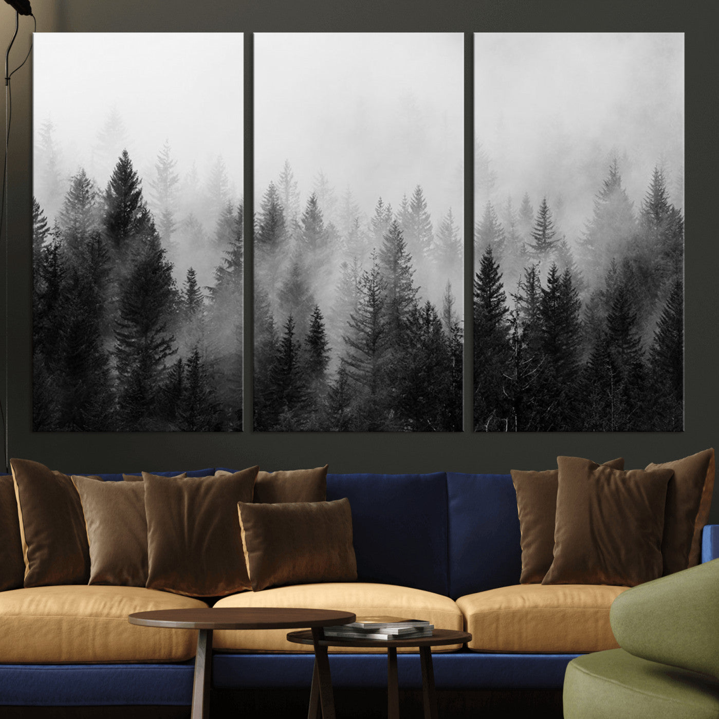 40700-MGV-CV-36X24-Fogy Forest Canvas Wall Art Print - Mountain Wall Art with Pine Trees and Misty Forest Canvas Print