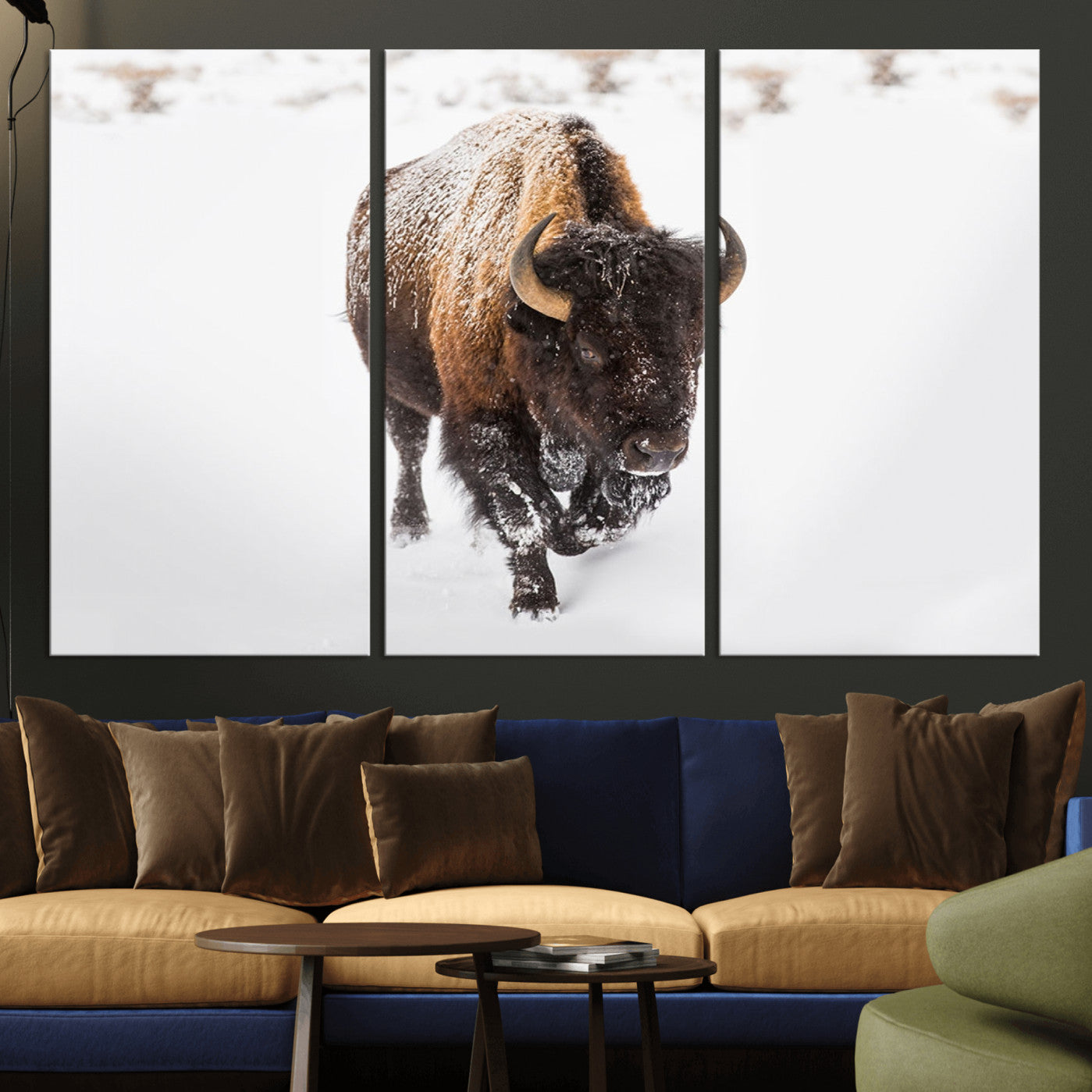 -Bison Winter Wall Art Canvas Print For Farmhouse Decor