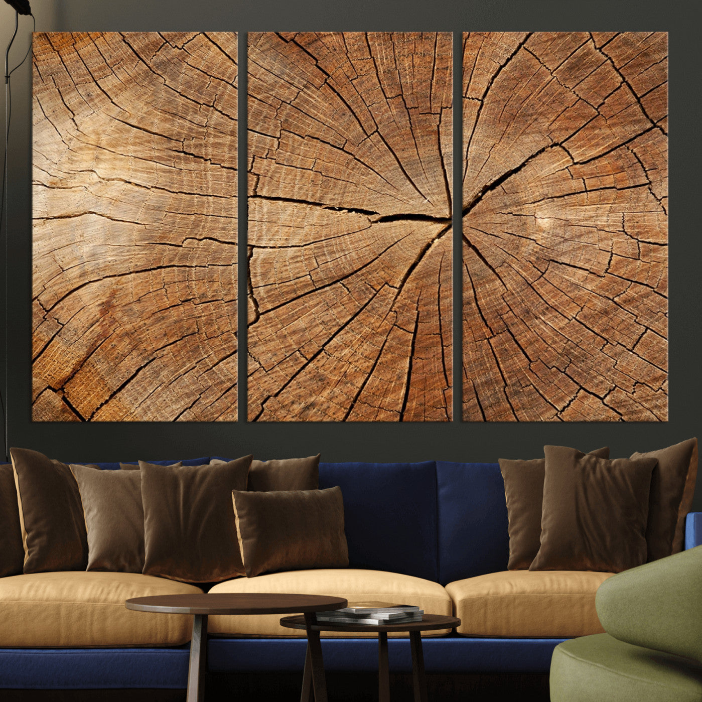 61710-MGV-CV-36X24-Tree Ring Canvas Art, Rustic Wood Grain Wall Art, Tree Slice Decor for Modern Homes, Giclee