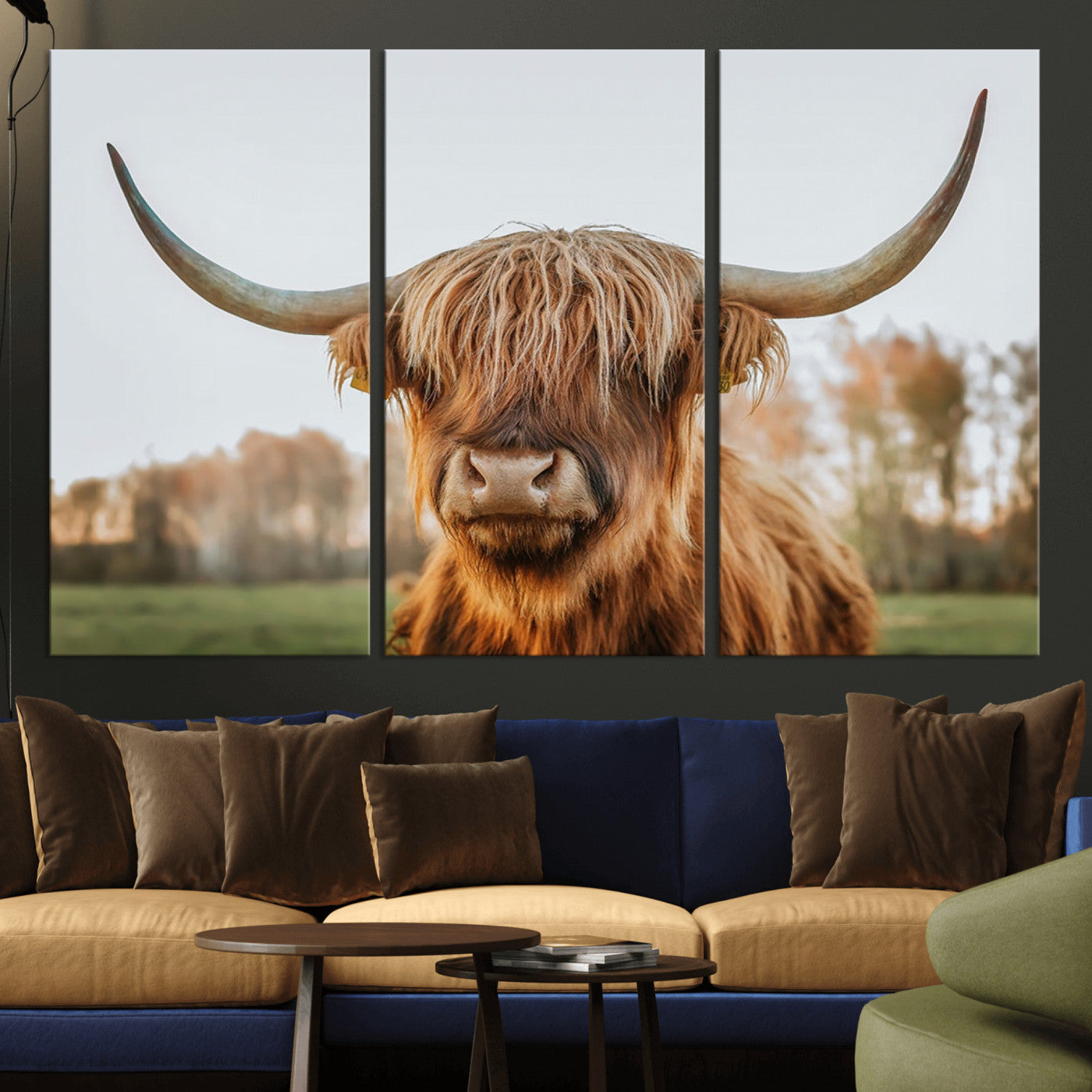 -Highland Cow Animal Scottish Cattle Art Print Farmhouse Wall Art Canvas Print