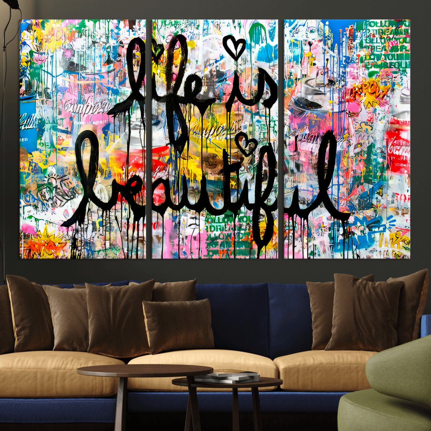 -Life Beautiful Art Print - Banksy Graffiti Wall Art Canvas Print | Graffiti Wall Art Canvas Print
