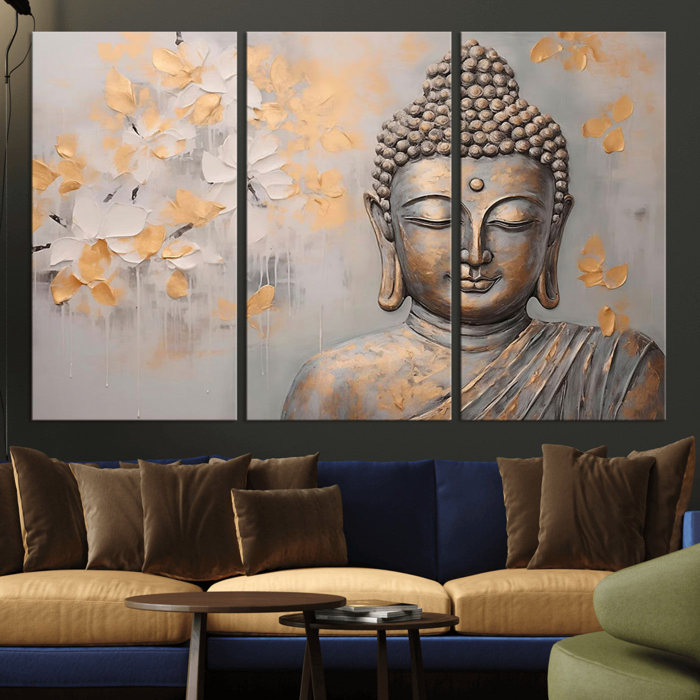 19919-MGV-CV-36X24-Abstract Buddha Statue Wall Art Canvas Print - Modern Meditation Decor for Living Room, Office, Yoga
