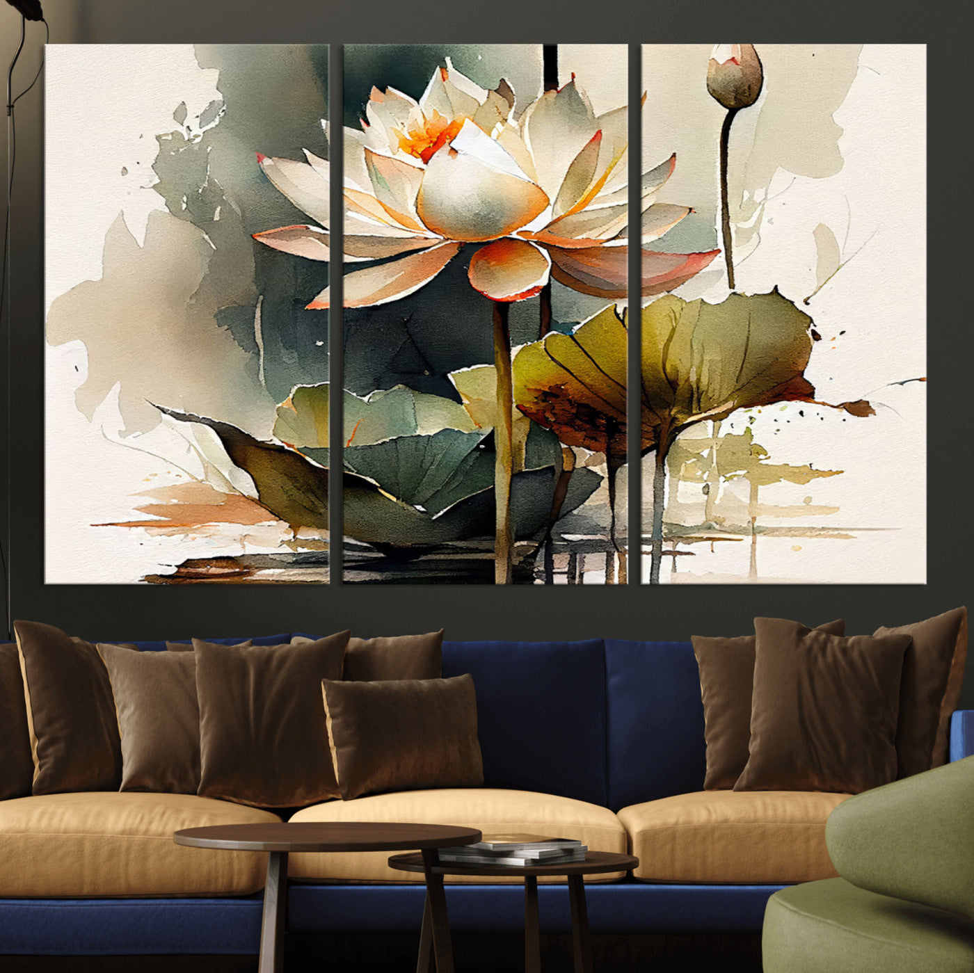 62531-MGV-CV-36X24-Lotus Flower Watercolor Canvas Print – A Symbol of Serenity and Growth, Captured in Soft Watercolors