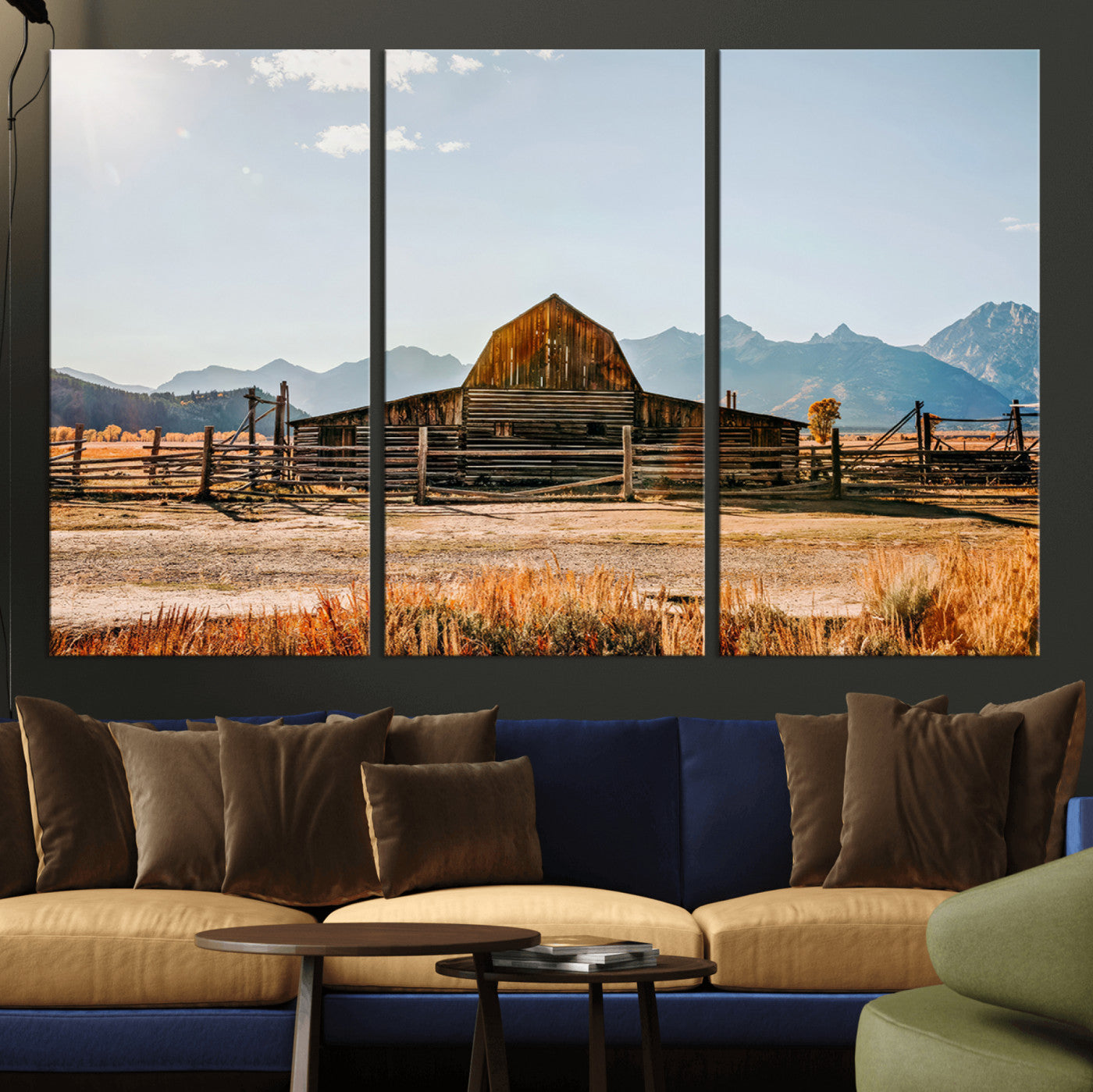 26513-MGV-CV-36X24-Vintage Old Barn Field Wall Art Canvas Print for Farmhouse Decor - Rustic Barn Wall Art Canvas Print