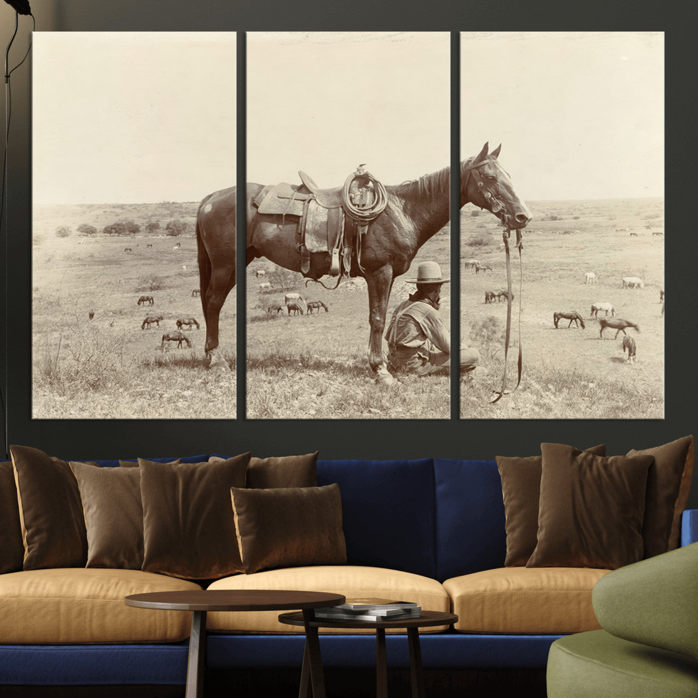 -Cowboy Wall Art - Western Horse Canvas Print - Vintage Western Wall Art Canvas Print, Ready to Hang