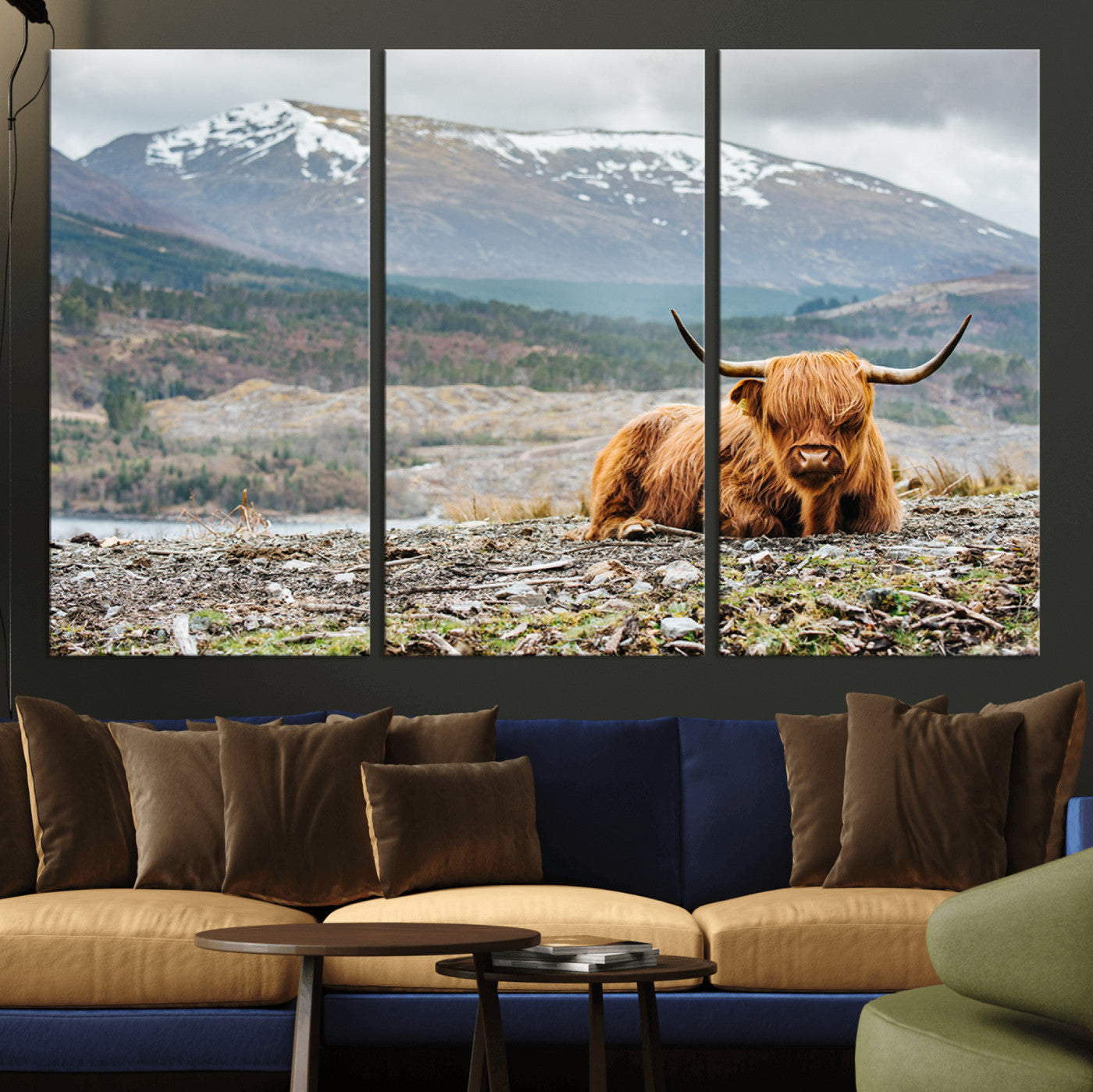 -Highland Cow Horn Farm Wall Art Canvas Print