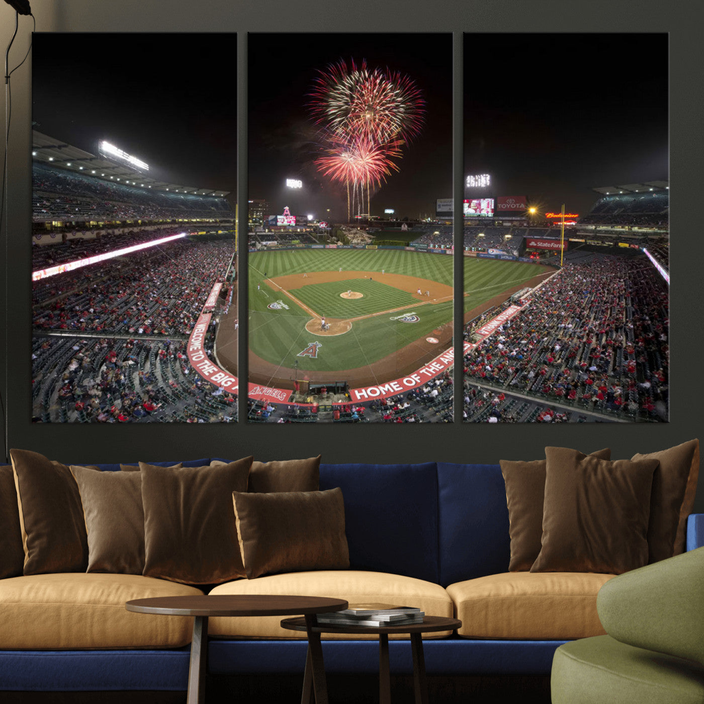 63592-MGV-CV-36X24-Fireworks at Angel Stadium – Los Angeles Angels Canvas Print, Framed Los Angeles Angels Wall Art