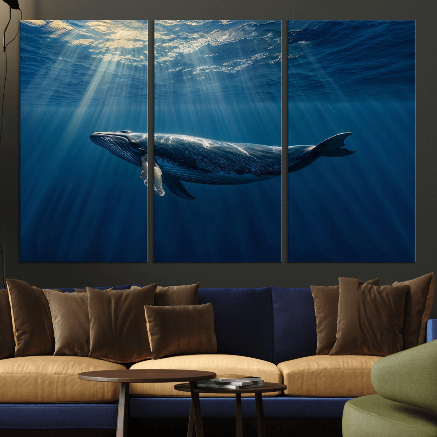 -Whale under Ocean Wall Art Canvas Print