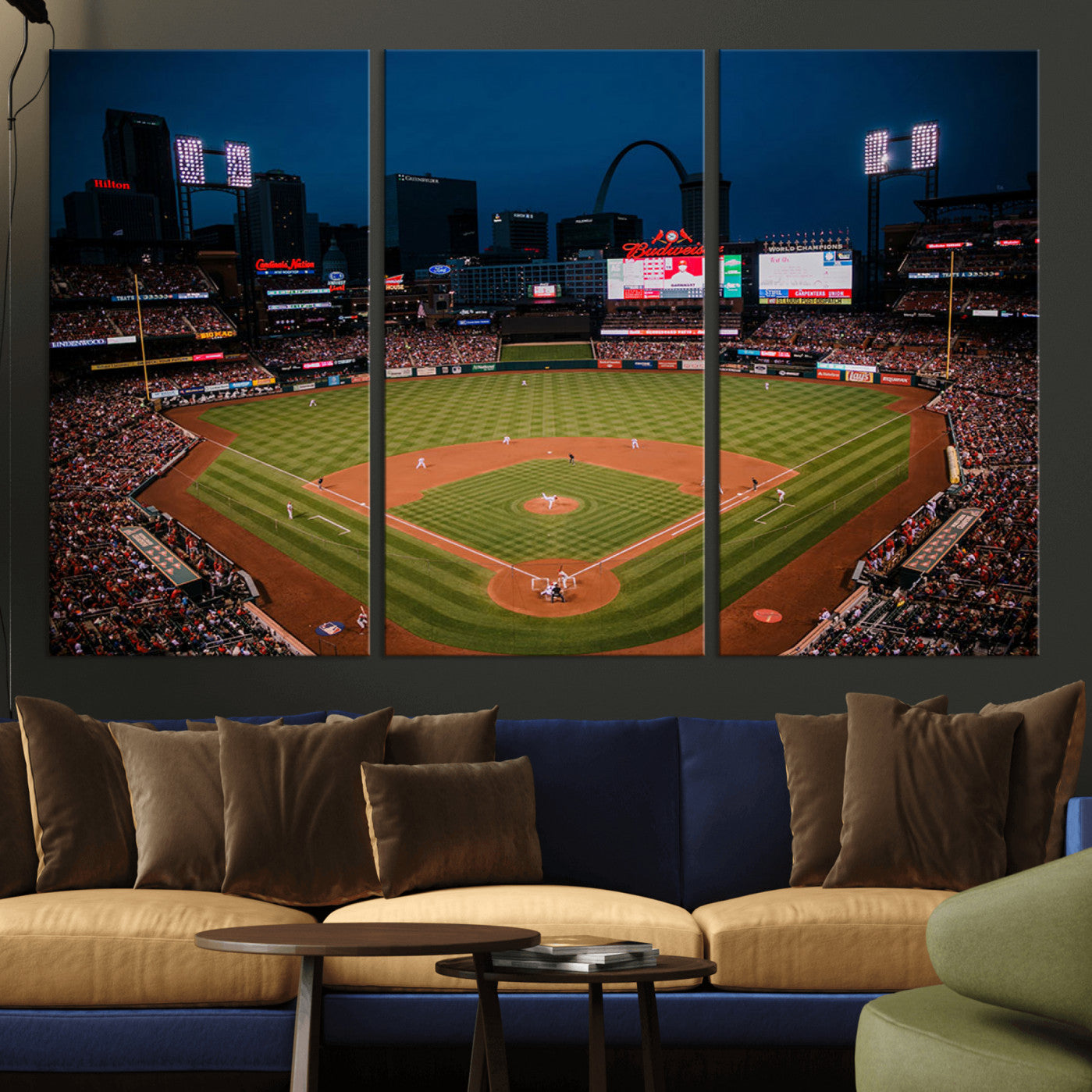 38612-MGV-CV-36X24-St. Louis Cardinals Baseball Team Print - Busch Stadium Wall Art Canvas Print