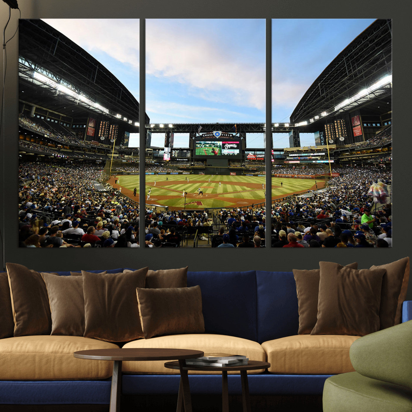 92672-MGV-CV-36X24-Arizona Diamondbacks Team Print - Phoenix Chase Field Stadium Wall Art Canvas Print