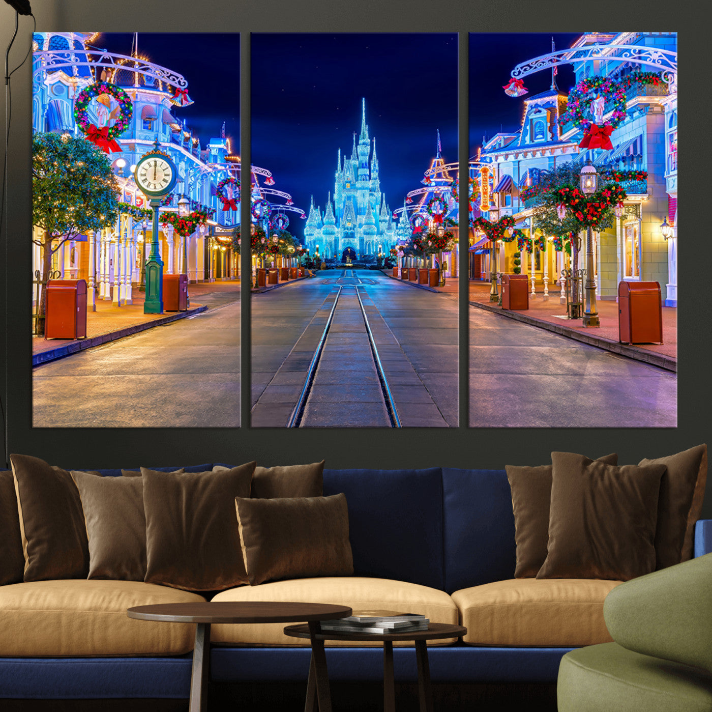 MGV-CV-48X32-3P - Castle Large Wall Art Disney Magic Kingdom Kids Room Decoration Disney World Christmas Home Decor