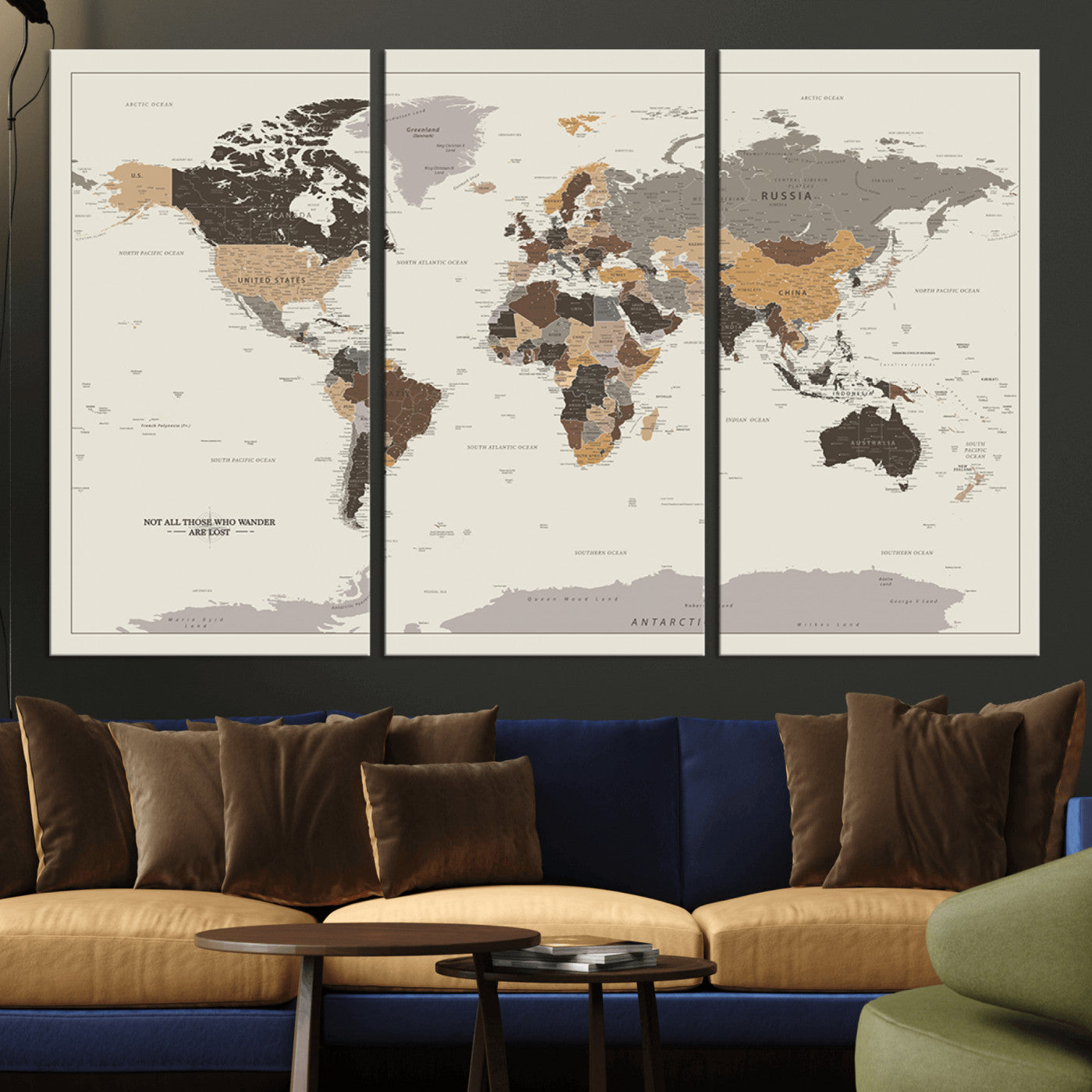 -Push Pin World Map Canvas Print – Travel Tracker Wall Art for Couples, Perfect Anniversary Gift for Home or Office Decor
