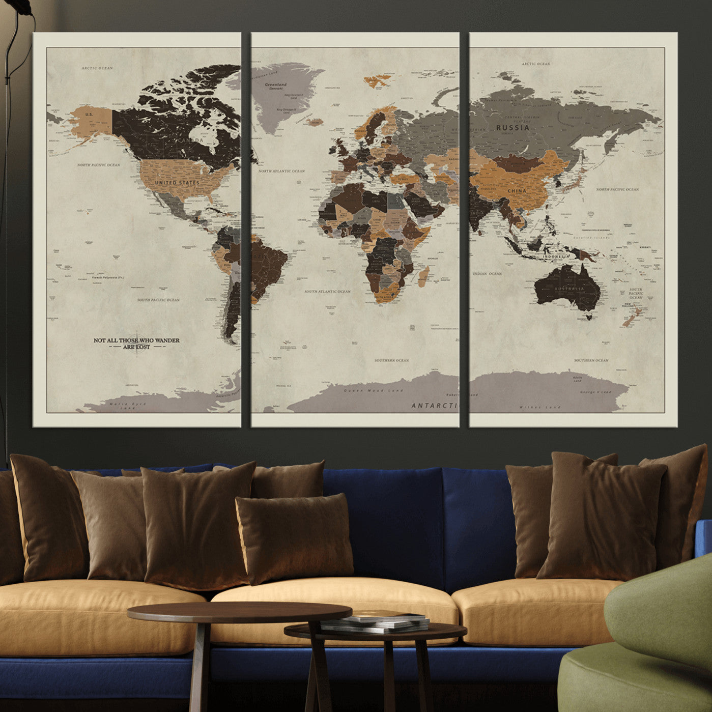 -Push Pin World Map Canvas Print – Travel Tracker Wall Art for Couples, Perfect Anniversary Gift for Home or Office Decor