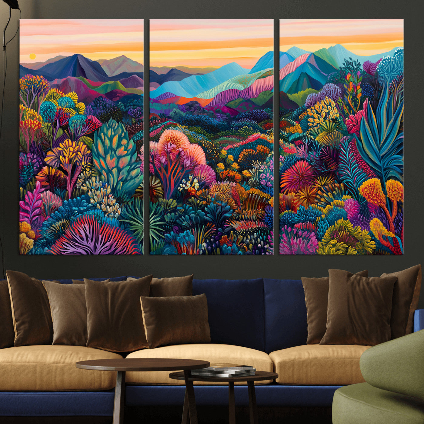 63728-MGV-CV-36X24-Colorful Abstract Landscape Wall Art Print Canvas - Vibrant Modern Decor for Living Room, Office, or