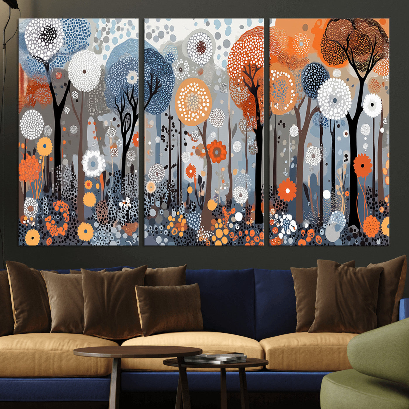 48857-MGV-CV-36X24-Abstract Winter Landscape Canvas Wall Art Print - Large Colorful Nature Wall Decor