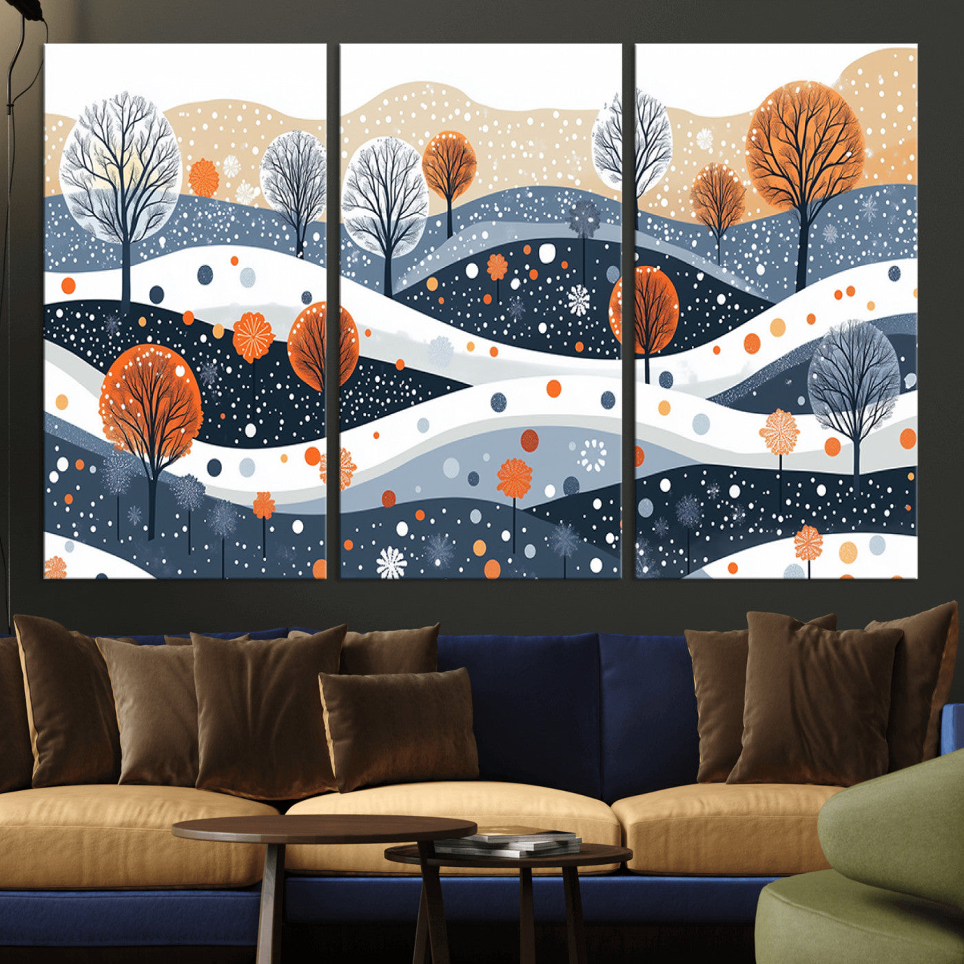 22651-MGV-CV-36X24-Abstract Winter Landscape Canvas Wall Art Print - Large Colorful Nature Wall Decor