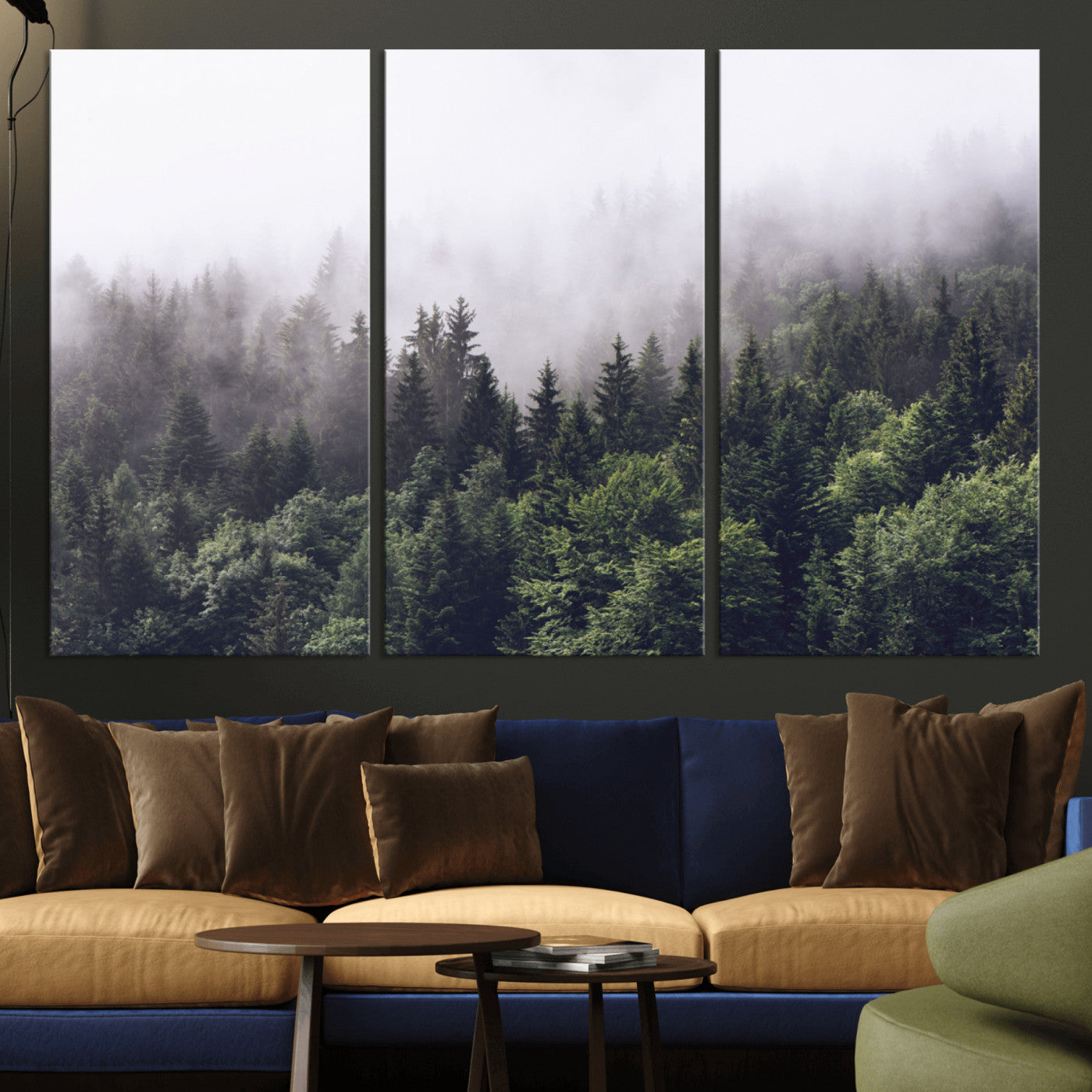 -Misty Forest Wall Art | Foggy Forest Canvas Print | Large Nature-Inspired Misty Tree Landscape for