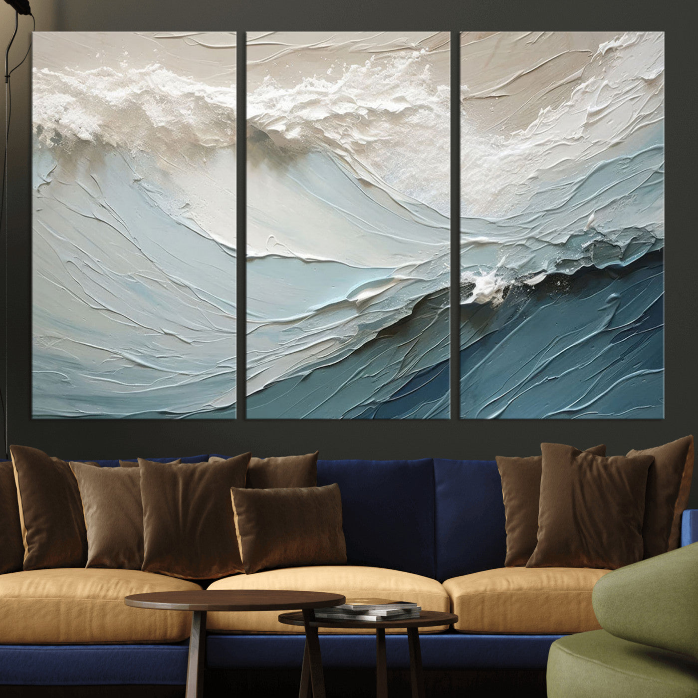 36946-MGV-CV-36X24-Waves Abstract Wall Art Print, Modern Framed Abstract Canvas Print, Abstract Painting for Living