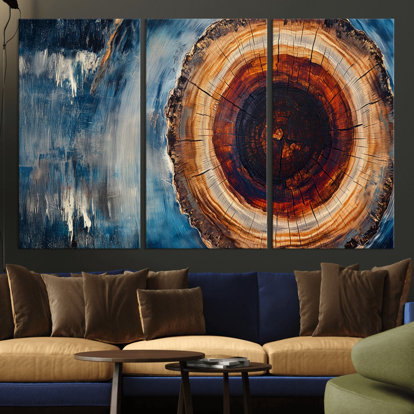 48045-MGV-CV-36X24-Abstract Tree Rings Wall Art Canvas Print - Wood Grain Rings Canvas Print - Nature Woodland Wall