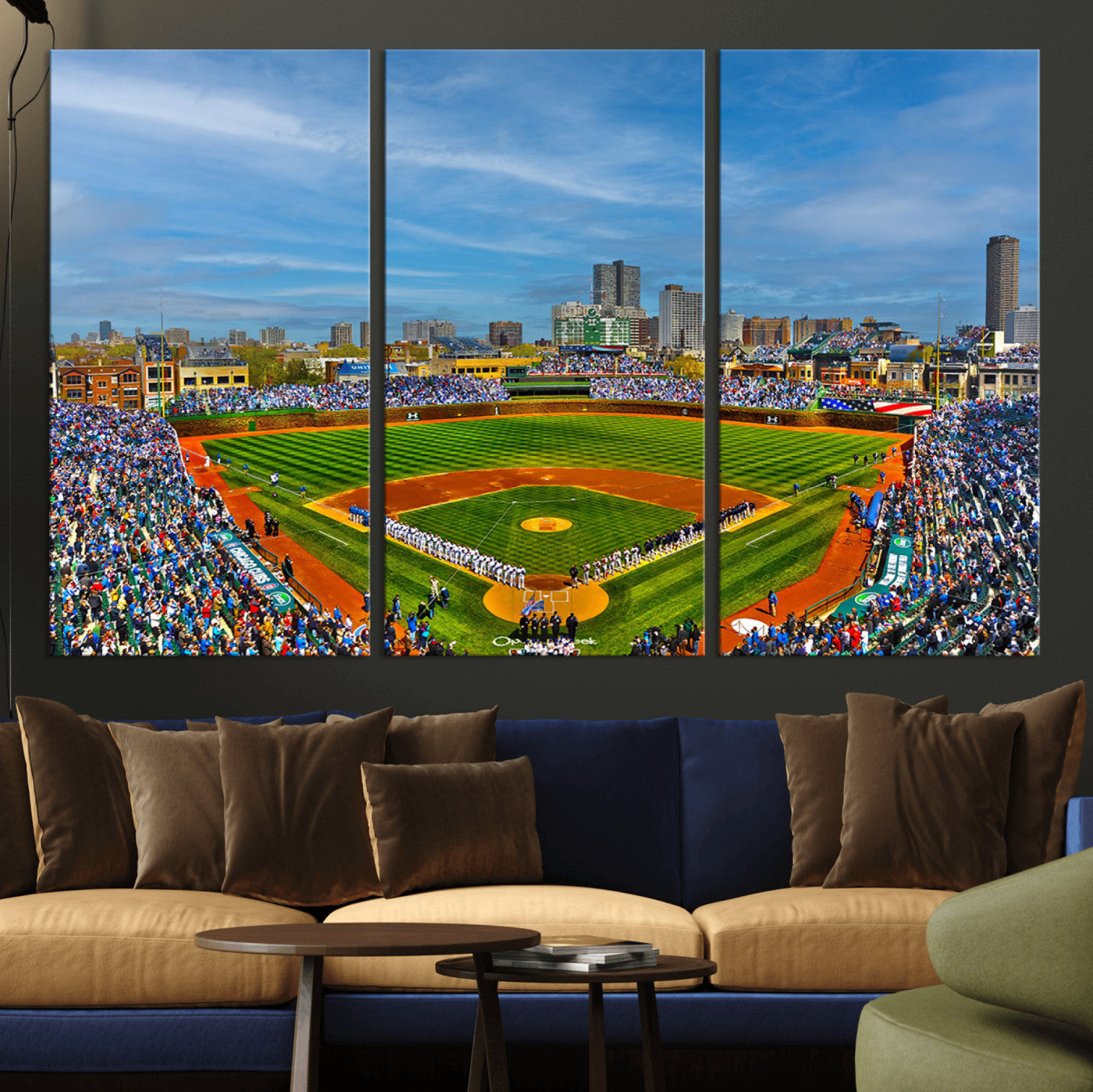 78105-MGV-CV-36X24-Wrigley Field Chicago Cubs Panoramic Canvas Print – Multi-Piece Iconic Baseball Stadium Wall Art for Home, Office